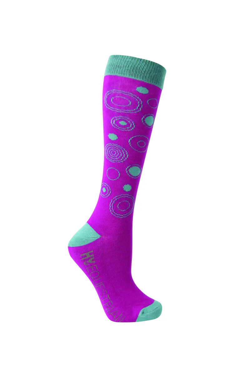 Hy Equestrian DynaMizs Ecliptic Socks - Pack of 3 - Plum/Teal-2